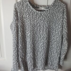 Aeropostale Popcorn Sweater Black White Textured Crewneck Pullover Size Small